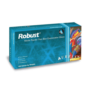 Aurelia Robust Gants Nitrile bleu médical non poudrés, paquet de 100 - Goodshop Canada